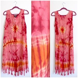Tie Dye Dress Summer Vacation Cute Casual Flowy